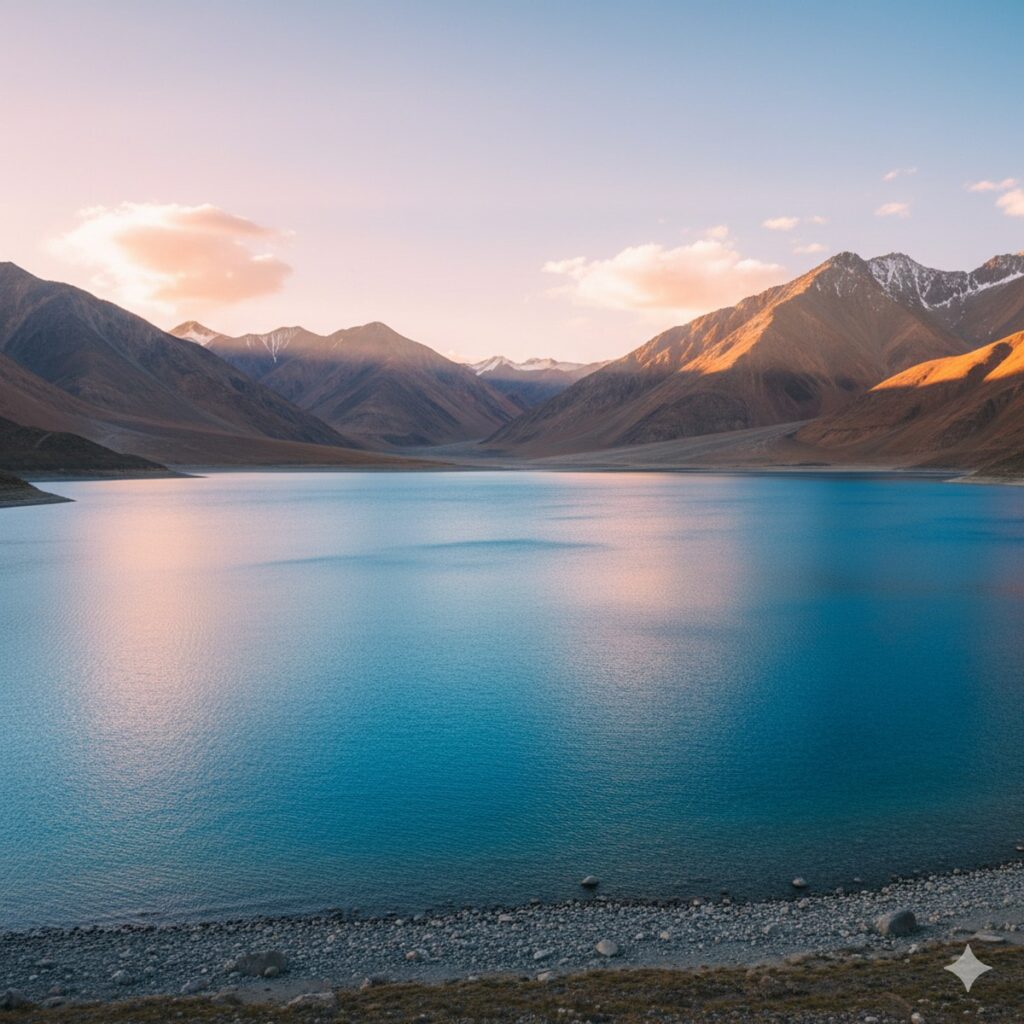 shimmering blue waters